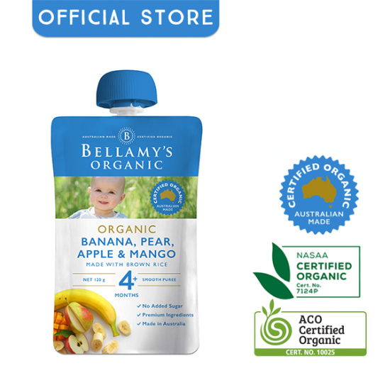 Hỗn hợp chuối, lê, táo, xoài xay nhuyễn hữu cơ bellamy s organic - ảnh sản phẩm 1