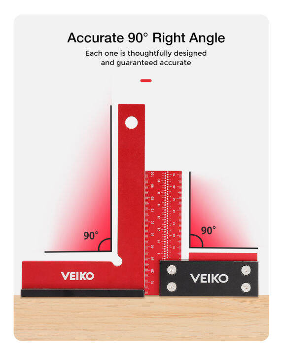 veiko-ไม้บรรทัดชนิด-t-ความแม่นยำ100มม-4นิ้วอุปกรณ์วัดมุมขวาเครื่องหมายไม้บรรทัดมีรูพรุนไม้ฉากงานไม้ที่นั่งกว้างอะลูมินัมอัลลอยสำหรับการวัด