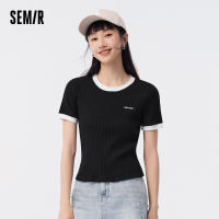 Semir Short Sleeve T Shirt Women Short Contrast Letter 2023 Summer New Tight Top Tshirt For Woman