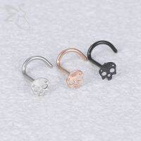 1 PC Surgical Steel Nostril Ear Cartilage Piercings Jewelry Cat Bent Nose Stud With CZ Women Skull Crystal Nose Piercings