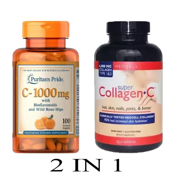( 2 in 1 ) NeoCell Super Collagen C Type 1 & 3 Plus C Tablets Bottle of