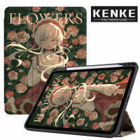 KENKE การ์ตูนน่ารัก Rose Girl iPad Case TPU ซิลิโคนนุ่มสำหรับ iPad Air 5 2022 Air 4 iPad 2020 Pro 11 iPad 2021 Mini 6พร้อมที่ใส่ดินสอขวาช่องใส่ดินสอนุ่มยืดหยุ่น TPU ฝาหลังอัตโนมัติโหมดสลีป/ ปลุกและโหมดขาตั้งหลายโหมด Smart