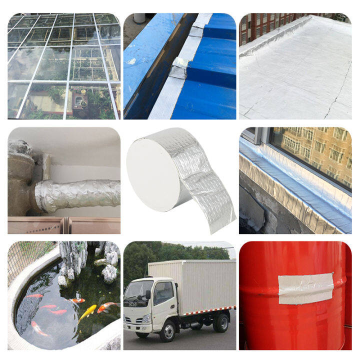 5cm-1mm-1mm-aluminum-foil-butyl-waterproof-sealing-self-adhesive-color-steel-bungalow-roof-leak-trapping-taperandom-pattern