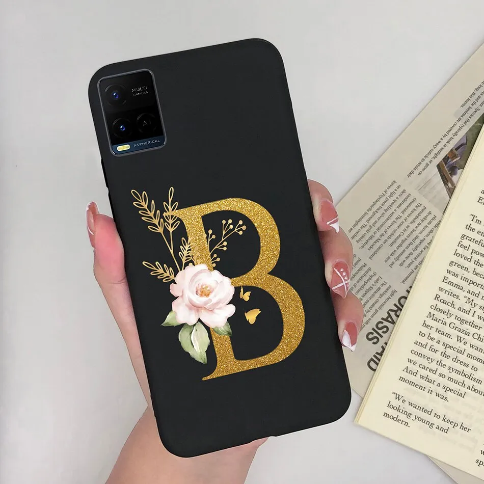 For Vivo Y33S Y 33S Casing Pretty Fashion Letters Soft Black Pink Silicone  Phone Back Cover