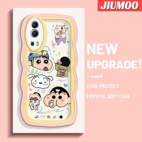 เคส JIUMOO สำหรับ VIVO Y72 5G Y52 5G Y75s 5G เคสการ์ตูน Spoof Crayon Shin-Chan แฟชั่นครีมขอบคลื่นดีไซน์ใหม่เคสโทรศัพท์แบบใสเคสป้องกันซิลิโคนเลนส์กล้องถ่ายรูปฝาครอบโปร่งใสกันกระแทก