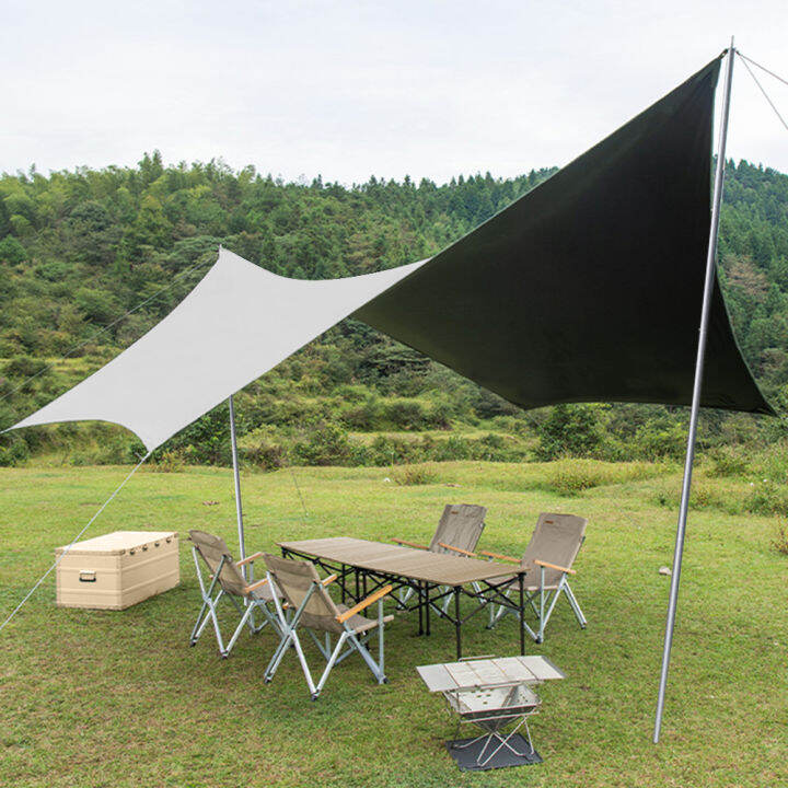 top-lander-cod-5x4-5m-ฟลายชีทเคลือบสีดำแคมป์ปิ้งกลางแจ้งหกเหลี่ยม-vinyl-coated-แผ่นรูปทรงผีเสื้อหกเหลี่ยม-ผ้าใบกันน้ำขนาดใหญ่แกลมปิ้งผ้าใบกันน