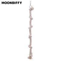 Pet Bird Parrot Cotton Rope Knot Climbing Hanging Cage Decor Swing Bite Resistant Chew Toy White Cotton Rope Parrot Standing Toy