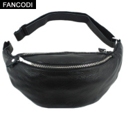 FANCODI Fashion Genuine Leather Waist Bag Men Fanny Pack Leather Belt Bag