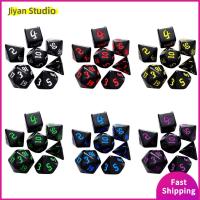 JIYAN2866 7pcs/set D12 D20 7-Die สำหรับ TRPG DND ลูกเต๋าหลายด้าน เกมตาราง ลูกเต๋าเกม ลูกเต๋า DND