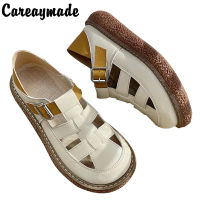 Careaymade-รองเท้าสตรีสันทนาการกลวงออกรองเท้าแตะระบายอากาศมัฟฟินด้านล่างหนาด้านล่างศิลปะผู้หญิงรองเท้าน่าเกลียดน่ารักรองเท้า