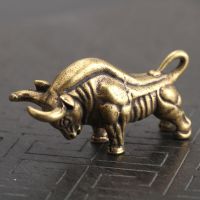 Wall Street ทองเหลือง Bull มินิสัตว์รูปปั้น Handmade Home Decor เครื่องประดับหัตถกรรมทองแดง Miniatures Figurines ตกแต่งโต๊ะ Gift