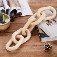 Boho Style Chain Link Wooden Hand Carved 5-Link Chain Art Craft Ornament for Table Tray Farmhouse Office Rustic Decoration