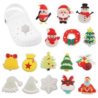 Hot Sale 1pcs Shoe Charms Luminous Christmas Santa Claus Christmas Tree PVC Shoe Buckle Decoration Fit Croc Jibz Kids X mas Gift