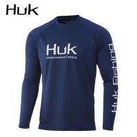 HUK Fishing Shirts Men Outdoor Mosquito Control Long Sleeve Fishing Jersey Uv Sun Protection Round Neck Loose Fishing Clothing