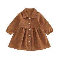 Kids Toddler Baby Girl Shirt Dress Casual Solid Color Button Lapel Long Sleeves Corduroy A-line Spring Autumn Dress 1-6T  by Hs2023