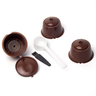 【YF】 Cápsulas de café reutilizáveis com 3 peças recarregáveis copos colher escova utensílios para dolce gusto