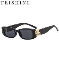 ✌◇ Feishini Star Quality B Rectangle Original Sunglasses Women Luxury Brand Fashion Vintage Trendy Narrow Eyewear UV Protection