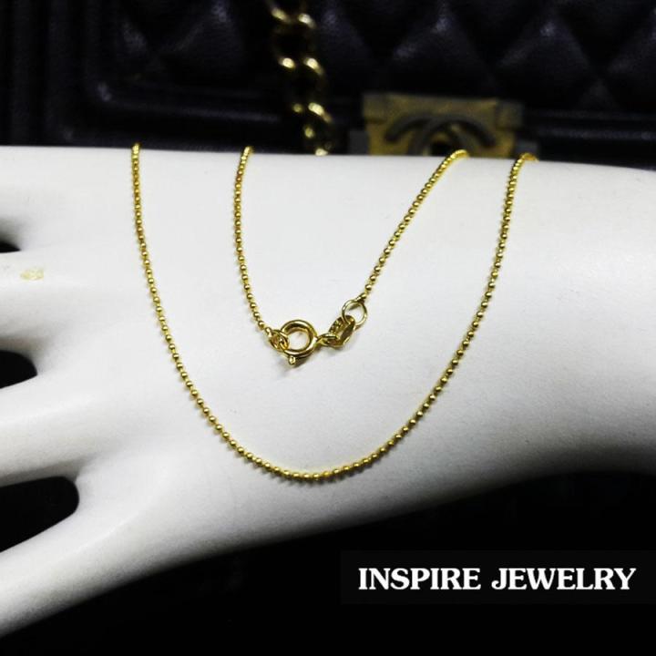 inspire-jewelry-pink-gold-สร้อยคอทอง-18k-ตามภาพ-งานยิงเลเซอร์เข้าตัวเรือน-ยาว-16นิ้ว-ตะขอสปิง-งานแบบร้านทองร้านเพชร-งานดี-ปราณีต-พร้อมถุงกำมะหยี่