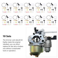 ชุดชุดซ่อมแซมคาร์บูเรเตอร์ปะเก็นอุปกรณ์ยกเครื่อง10ชุดสำหรับเครื่องเหลาแปรง4จังหวะ