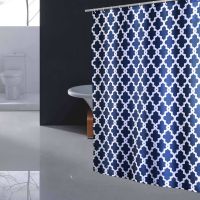 Blue bottom crown lattices plaid mosaic printing shower curtain thickened polyester shower curtain bathroom hotel waterproof and mildew-proof shower curtains with 12pcs hooks