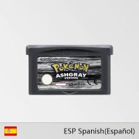 GBA Pokemon 32บิตเกมการ์ดเครื่องเล่นวิดีโอเกม AshGray ไฟคริสตัลของเหลวแพลทินัมโอเชี่ยนสีน้ำเงินเกมการ์ดภาษาสเปน