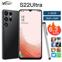 S22Ultra 2mp หน้าจอขนาดใหญ่ FHD สมาร์ทโฟน6.3นิ้ว + กล้อง5mp 3000Mah แบตเตอรี่จดจำใบหน้า (1+ 8Gb)