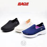 BAOJI (BJW837) WELLMAX รองเท้าผ้าใบ สลิปออน ผ้าถักยืดหยุ่น กระชับเท้า ใส่ออกกำลังกายได้ เหยียบส้นได้ ไซส์ 37-41