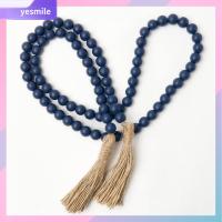 YESMILE 1 Pcs สีน้ำเงินเนวี่บลู ตกแต่งสีน้ำเงินเนวี่บลู ไม้สำหรับไม้ เชือกปอป่าน การตกแต่งผนัง macrame ของใหม่ ลูกปัดไม้86เม็ด ตกแต่งโต๊ะในครัว ห้องนั่งเล่นในห้องนั่งเล่น