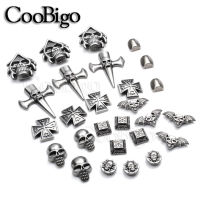 50ชุด Concho Rivets Studs Spikes Tacks สำหรับหนังตกแต่งกระเป๋าเข็มขัดเสื้อผ้ารองเท้า DIY Craft อุปกรณ์เสริมโลหะ Pirate Skull Cross