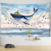 Bedroom Decor Aesthetic Tapestry Whale Oil Painting Kawaii Fantasy Home Living Room Background Decor Wall Hanging Cute Blanket