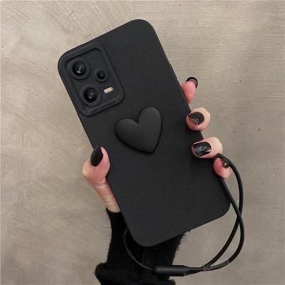 Note12s Cute 3D Love Heart Silicone Case On For Xiaomi Redmi Note 12 Pro Plus 5g 12pro 11s 10s 12s 4g Lanyard Wrist Strap Cover
