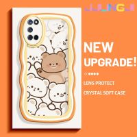 Jjlingji เคสสำหรับ OPPO A52 A92 A72 4G เคสเต็มหน้าจอหมีน่ารักขอบคลื่นเคสมือถือกันกระแทกแบบใสนิ่มโปร่งใสลายกล้องถ่ายรูปที่สร้างสรรค์ซิลิกาเจลฝาครอบป้องกัน