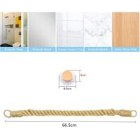 Toilet Roll Holder Retro Kitchen Wall Mounted Roll Paper Jute Rope Holder Rack Bathroom Decor Jute Rope Wood Paper Holder