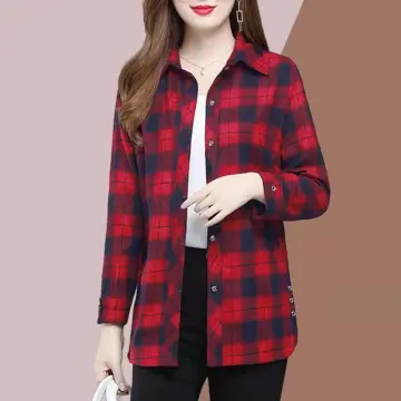 Shop Plaid Shirt Korean Style Long Sleeve with great discounts and