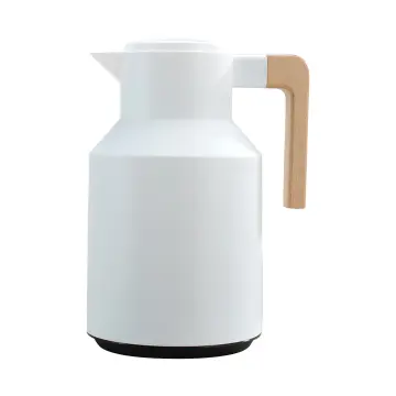 Green 1l Thermal Coffee Carafe Double Walled Thermal Carafe Thermos Pot  With Wood Handle Water Kettle Insulated Flask Tea Carafe Keeping Hot Cold