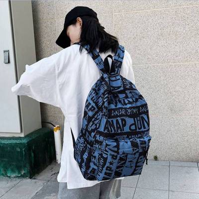 Graffiti leisure Backpack Women Men Student Large Capacity Breathable Print Personality Multipurpose ulzzang Bags