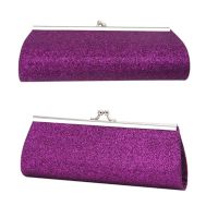 2X Women Glitter Clutch Purse Evening Party Wedding Banquet Handbag Shoulder Bag (Purple)