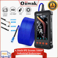 Oiiwak (ฟรี MicroSD 8GB) 4.3นิ้วหน้าจอ IPS อุตสาหกรรม Endoscope 1080จุด HD IP67กันน้ำป้องกันการกัดกร่อนงูกล้อง5.5มิลลิเมตร2MP พิกเซล3x ซูมกำลังขยายบางกล้องที่มี6ปรับไฟ LED กล้อง Borescope ที่มี3ตะขอแม่เหล็ก