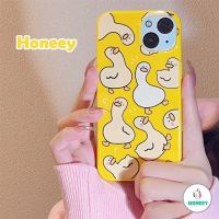Korean Cute Duck Letter Phone Case Compatible for IPhone 14 13 12 11 Pro Max  X Xs XR 7 8 Plus Glossy Anti-shatter Soft TPU Back Cover