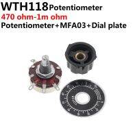 5Pcs WTH118 with Knob DIY Kit Parts 2W 1A Potentiometer 1K 2.2K 4.7K 10K 22K 47K 100K 470K 1M MF-A03 Dial Plate