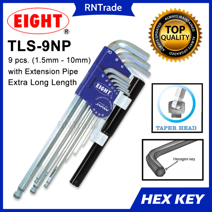 EIGHT Allen Wrench Hex Key Set TLS9NP 9pcs (1.5m to 10mm) with
