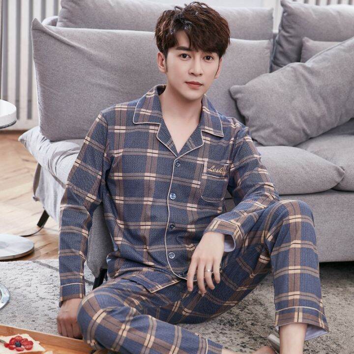 men-sleepwear-plaid-print-cotton-pajama-sets-for-man-long-sleeve-pajama-pants-sleepwear-pyjama-male-homewear-lounge-wear-clothes