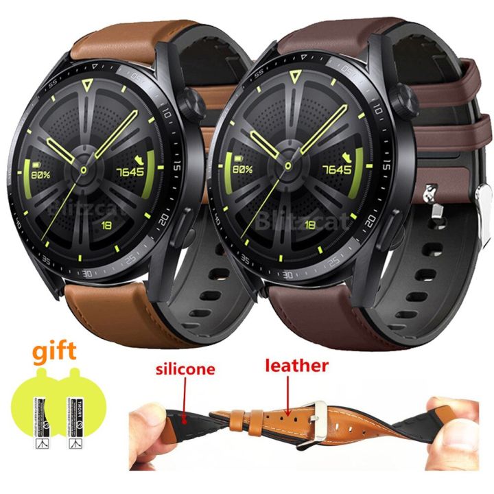 silicone-leather-wrist-band-for-huawei-watch-gt-3-gt3-42mm-46mm-strap-bracelet-gt2-pro-gt-runner-with-screen-protector-watchband-tapestries-hangings