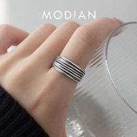 Modian 925 Sterling Silver Vintage Line Stackable Fashion Finger Ring Luxury Opeing Size 7-9 Rings For Women Fine Jewelry Gift