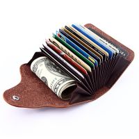 Genuine Leather Card Holder Wallet Men Women Wallet Short Purse ID Credit Card