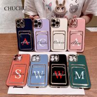 {Chaoke digital branch} เคสโทรศัพท์ระบุชื่อแบบกำหนดเองสำหรับ iPhone 14 Pro Max 13 12 11 X XS XR Max 7 8 Plus SE 2020 2022ฝาครอบที่ใส่บัตรกระเป๋าเงินชุบแบบนิ่ม