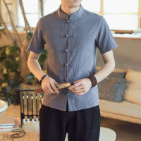 Chinese Mens Tang Suit Cotton Linen Shirt Harajuku Casual R Top Hanbok Standing Collar Pan Button Kung Fu Tai Chi Suit