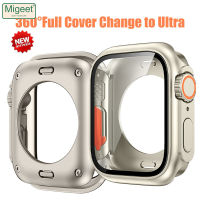 Migeet เปลี่ยนเป็น360เคสป้องกันเต็มรูปแบบนาฬิกา Apple นาฬิกา45มม. 44มม. 42มม. 41มม. 40มม. 38มม. กระจกเทมเปอร์ปกป้องหน้าจอ IWatch Series 8 7 6 SE 5 4 3 2 1