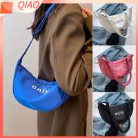 QIAO สีบริสุทธิ์ กระเป๋าแบบสะพายไหล่ จุได้มาก ไนลอนทำจากไนลอน กระเป๋า Crossbody แฟชั่นสำหรับผู้หญิง กระเป๋าถือแบบถือ ผู้หญิงผู้หญิงผู้หญิง