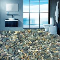 卍∈❒ Modern 3D Lifelike Pebble Flooring Mural Wallpaper Bathroom Waterproof Fashion Interior Design PVC Floor Tiles Wallpaper Sticker